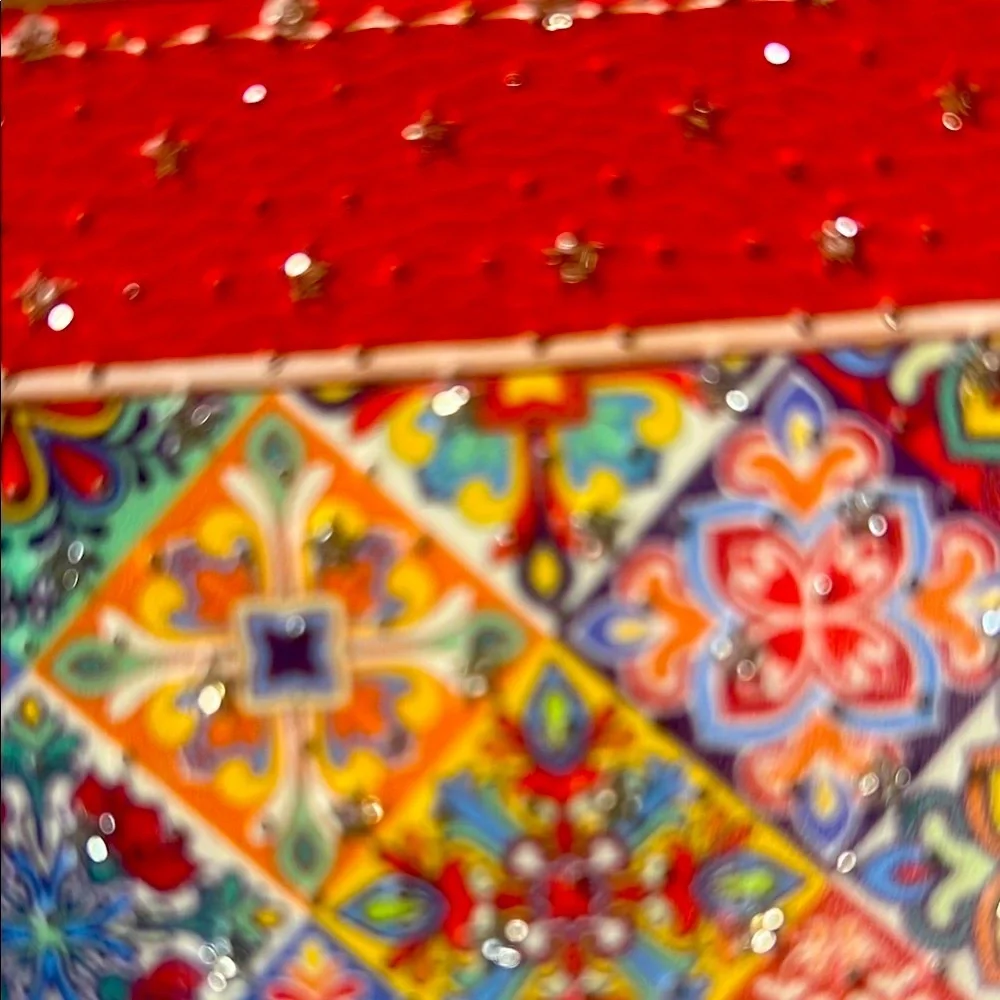 Vibrant Red and Blue‎ Quilted Wallet